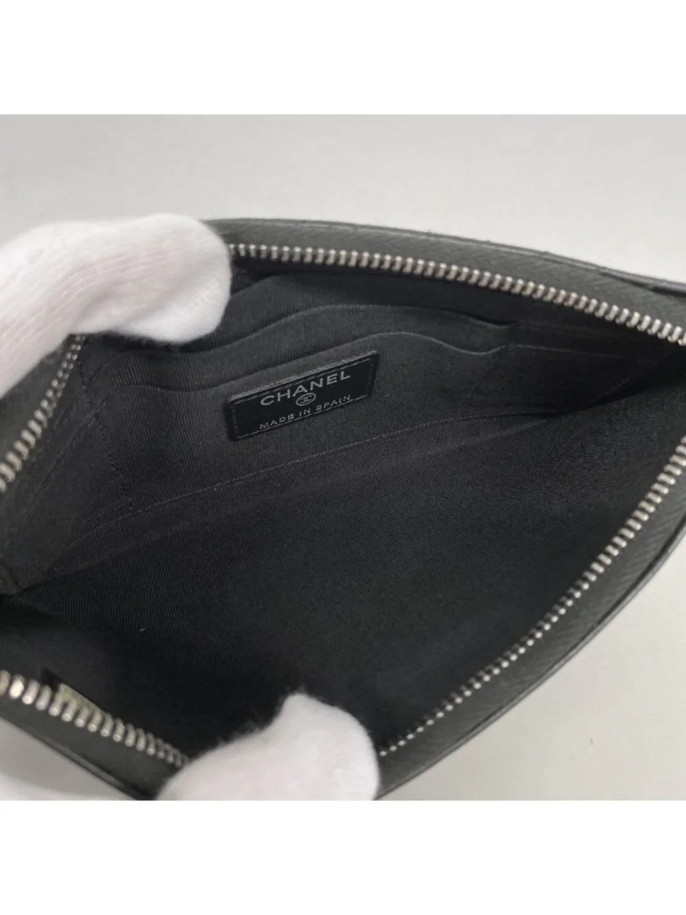 Chanel Wallet Boy Stitch Lambskin Black Silver